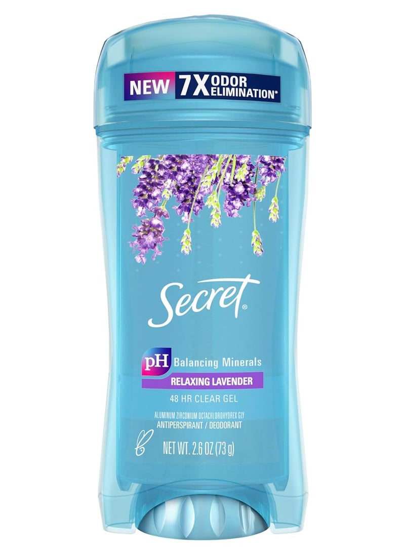 Secret Deodorant Antiperspirant Fresh for Women, 48hr Freshness, Sweat & Odor Protection, PH Balancing Minerals, Clear Gel, Refreshing Lavender Scent, 2.6 oz