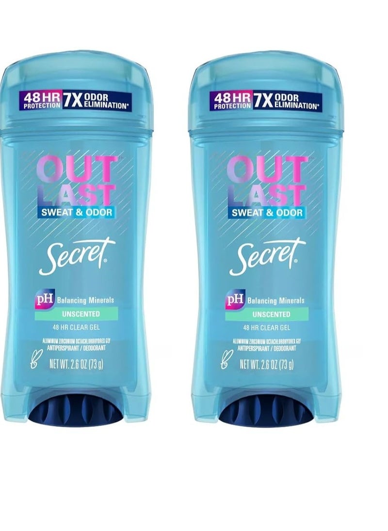 Secret Outlast Outlast XTEND Clear Gel Antiperspirant & Deodorant, Unscented, 2.6 Oz (2 Pack)