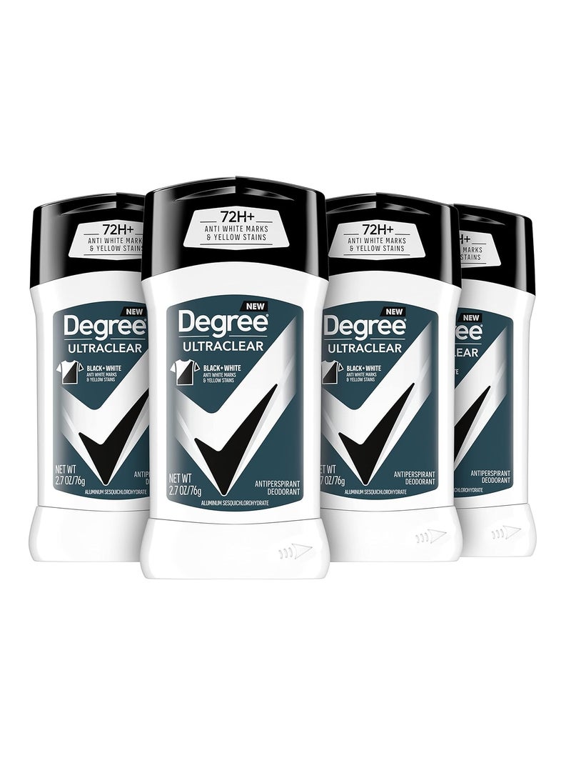 Degree Men UltraClear Antiperspirant Deodorant Black + White 72-Hour Sweat & Odor Protection Antiperspirant For Men With MotionSense Technology 2.7 Ounce (Pack of 4)