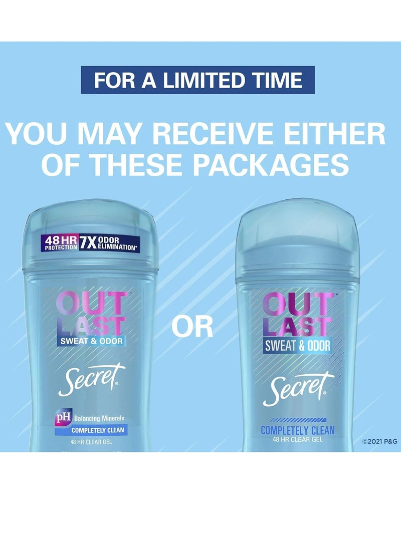 Secret Outlast Clear Gel Antiperspirant Deodorant for Women, Completely Clean, 2.6 oz (Pack of 4)