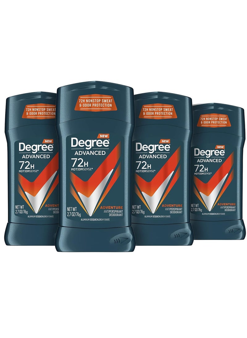 Degree Men Antiperspirant Deodorant Adventure Freshness and Odor Protection Deodorant for Men 2.7 Oz, (Pack of 4) Woodsy, Stick