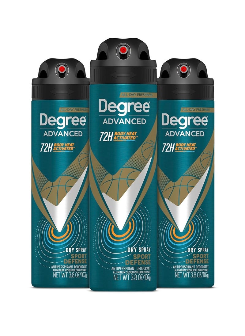 Degree Men Antiperspirant Deodorant Dry Spray Sport Defense 3 count Deodorant for Men 3.8 oz