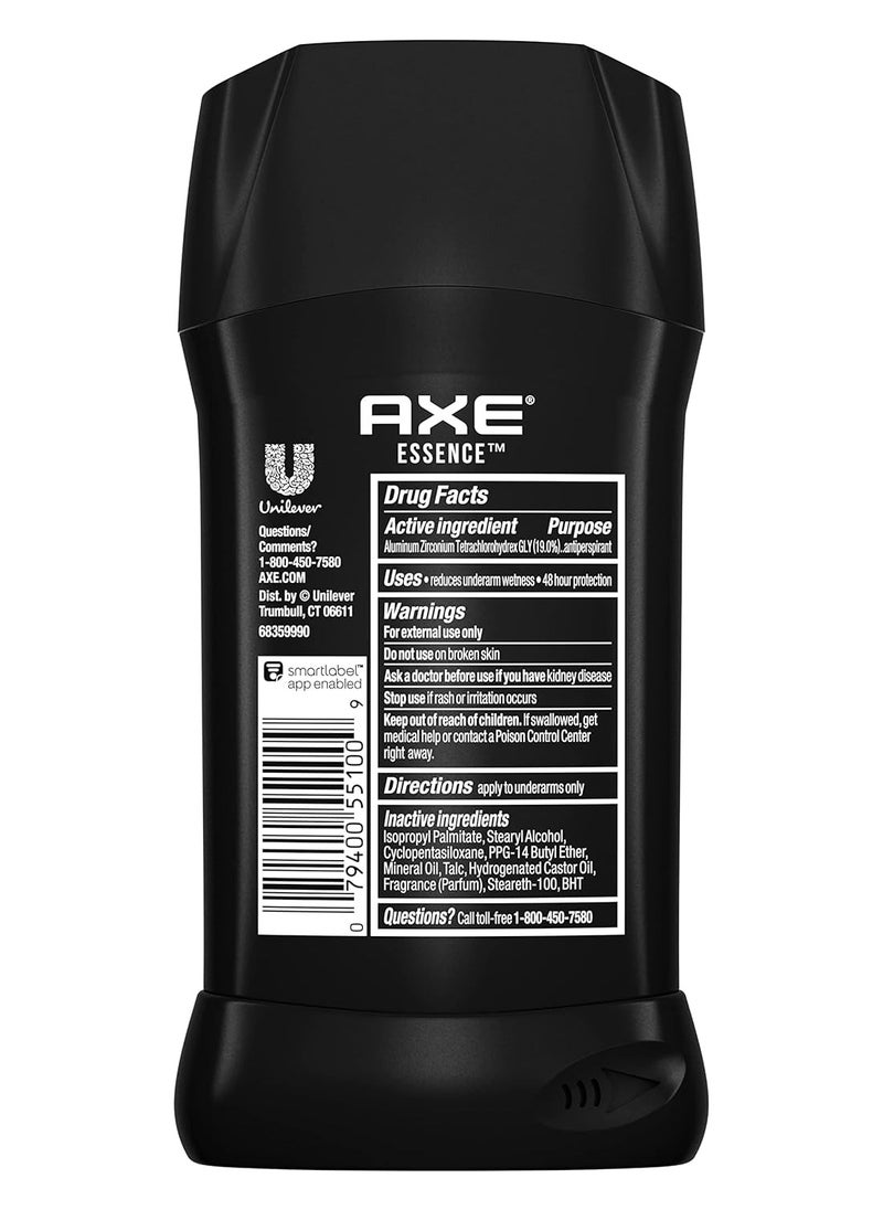 AXE Antiperspirant Deodorant for Men Essence 4 Count 48H Sweat & Odor Protection for Long Lasting Freshness, Black Pepper & Cedarwood 48 Hour Anti Sweat Mens Deodorant 2.7 oz