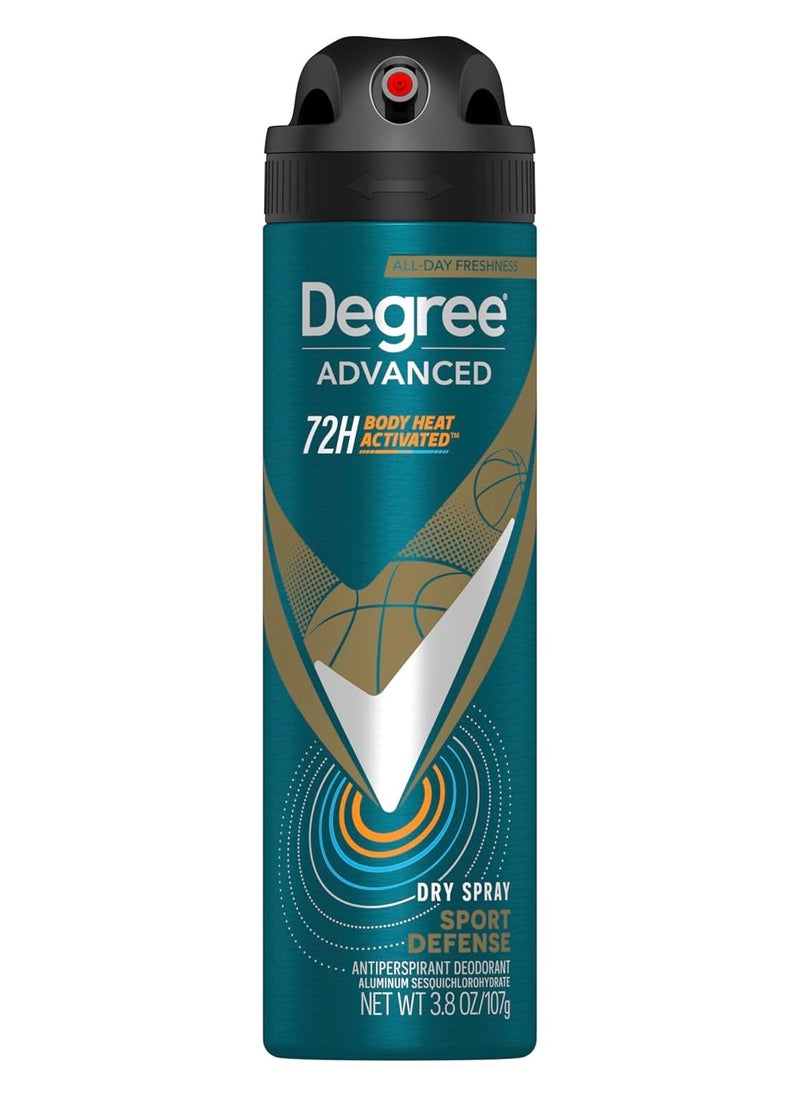 Degree Men Antiperspirant Deodorant Dry Spray Sport Defense 72-Hour Sweat and Odor Protection Deodorant For Men With Body Heat Activated Technology 3.8 oz