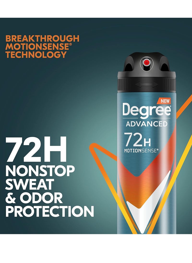 Degree Men Advanced Antiperspirant Deodorant Dry Spray Adventure 72-Hour Sweat and Odor Protection Deodorant For Men With MotionSense Technology, 3.8 Ounce (Pack of 3)