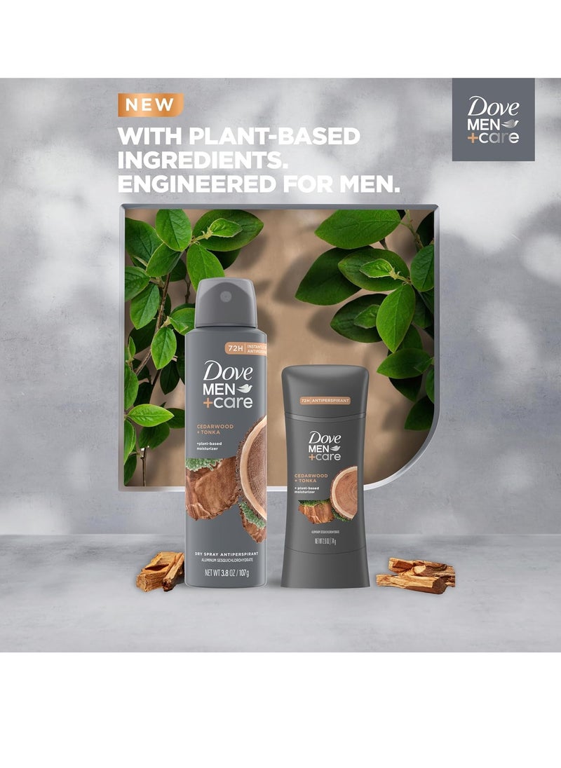 Dove Men+Care Antiperspirant Stick Cedarwood + Tonka 4 Count 72H Protection with a Plant-Based Moisturizer 2.6 oz