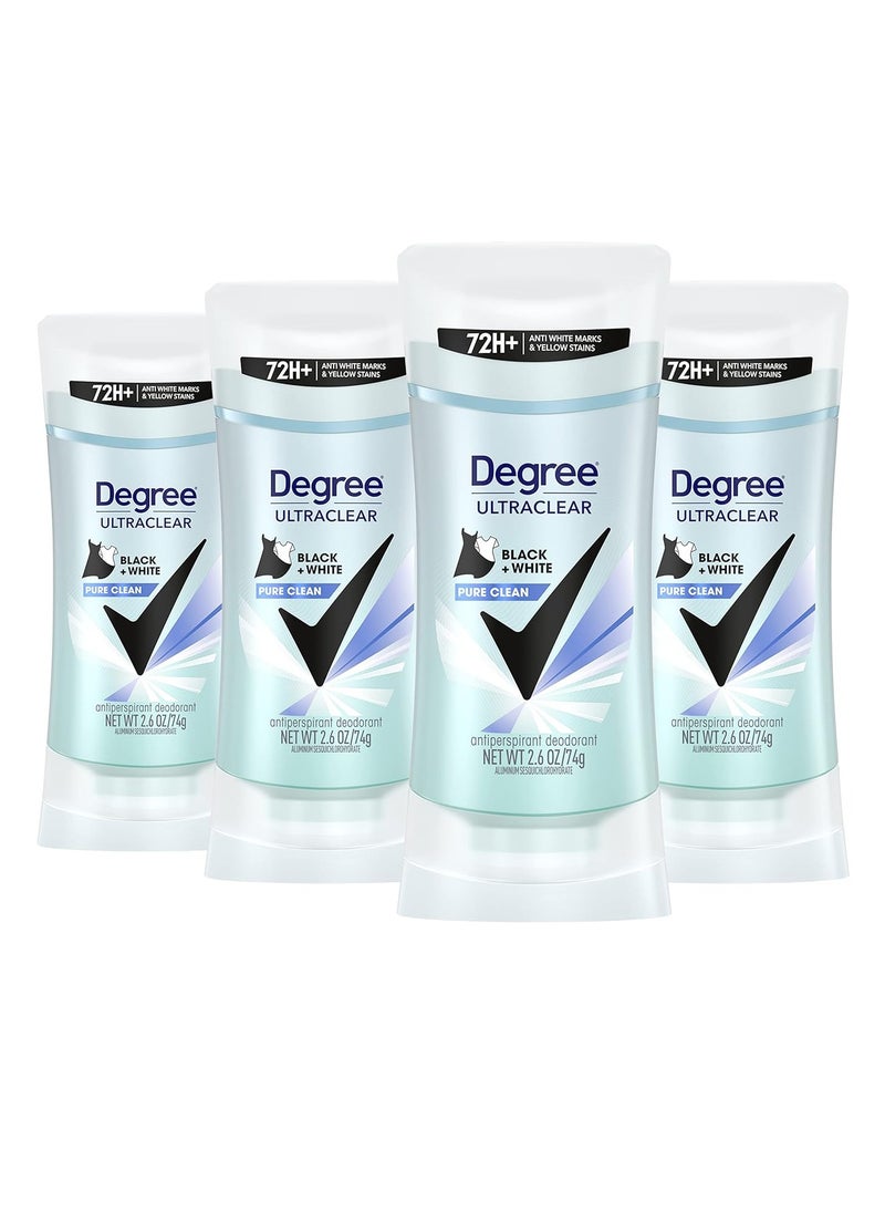 Degree Antiperspirant for Women Protects from Deodorant Stains Pure Clean Deodorant for Women 2.6 Ounce (Pack of 4)