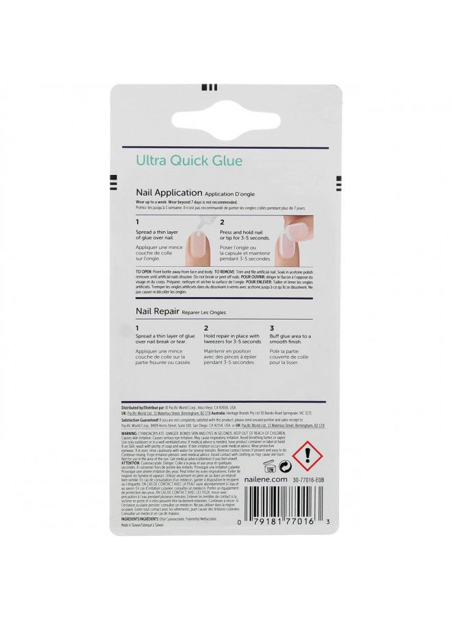 Nailene 0.10 Ounce Ultra Quick Nail Glue - (3 Pack)