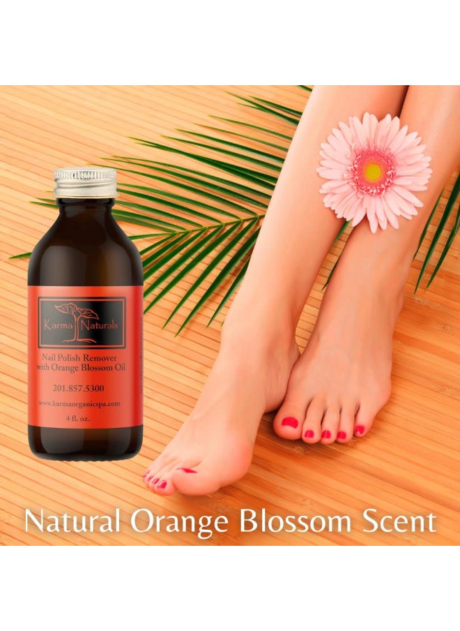 Karma Organic Nail Polish Remover With Soybean Oil and Orange Blossom Oil  Non Toxic, Vegan, Cruelty Free, Acetone Free Nails Strengthener For Fingernails 4 Fl. Oz