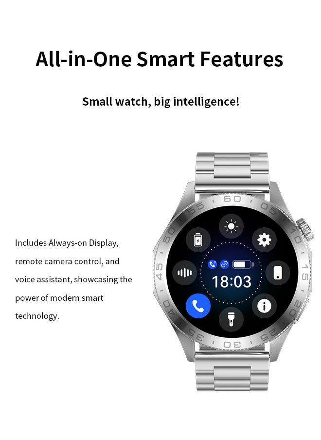 Korean Brand Smart Watch ST20，Business Smartwatch, Waterproof Fitness Watch, Bluetooth Calling, Compatible with Android and iOS,Smartwatch For Men, Zinc Alloy Vacuum Plating, Heart Rate Monitoring，border is silver, two-tone straps with green and silver