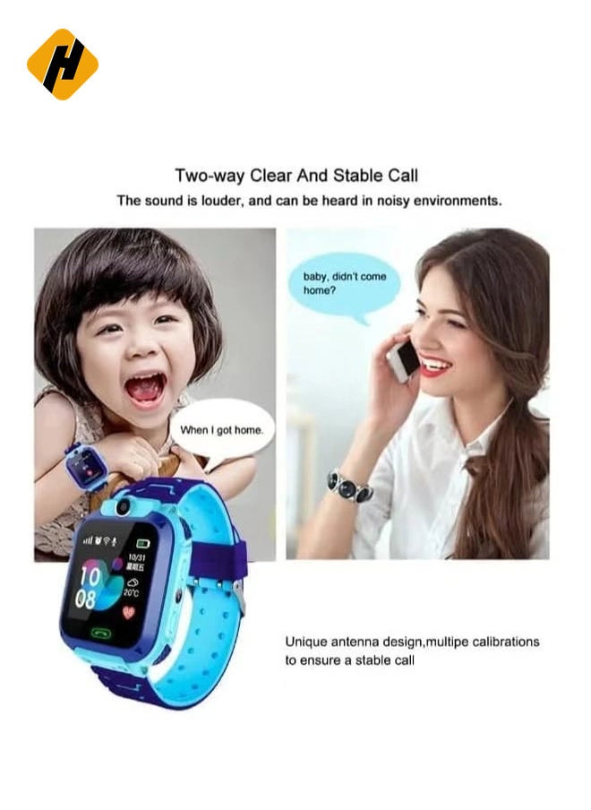 Newest Model Q12 GPS Smart Watch for iOS for Kids Android Q12 Kids 1.44in Waterproof Finder Anti Lost Monitor Smartwatches (Blue)