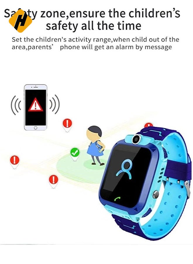 Waterproof Touching Screen Intelligent Smart Watch With SOS Call Voice Chat Alarm Clock Compatible For Android and iOS Phone Blue