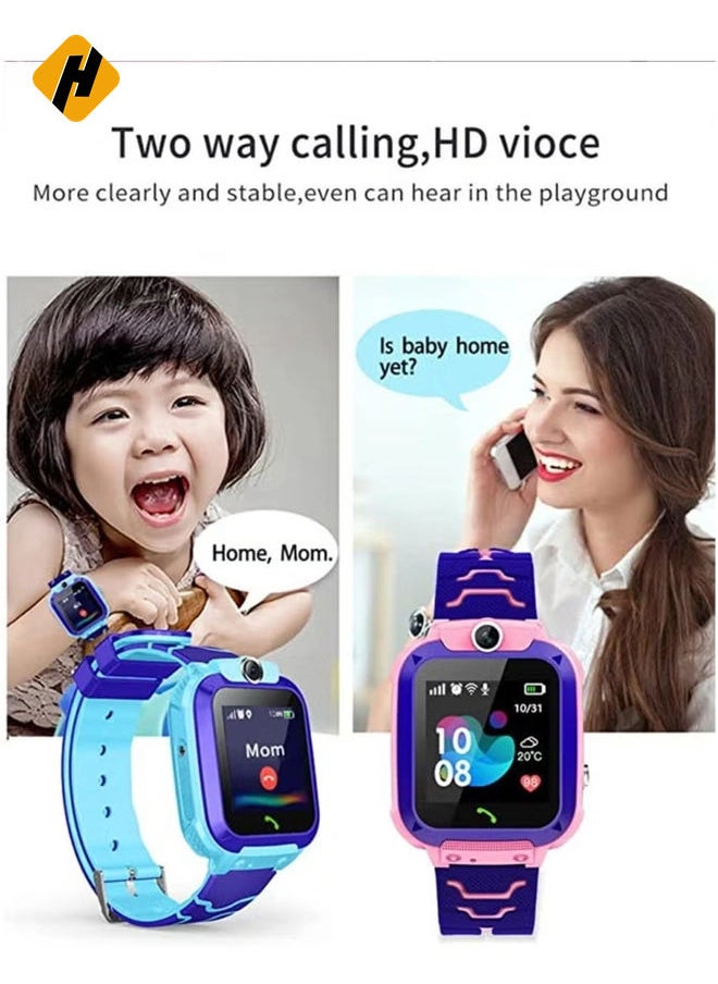 Waterproof Touching Screen Intelligent Smart Watch With SOS Call Voice Chat Alarm Clock Compatible For Android and iOS Phone Blue