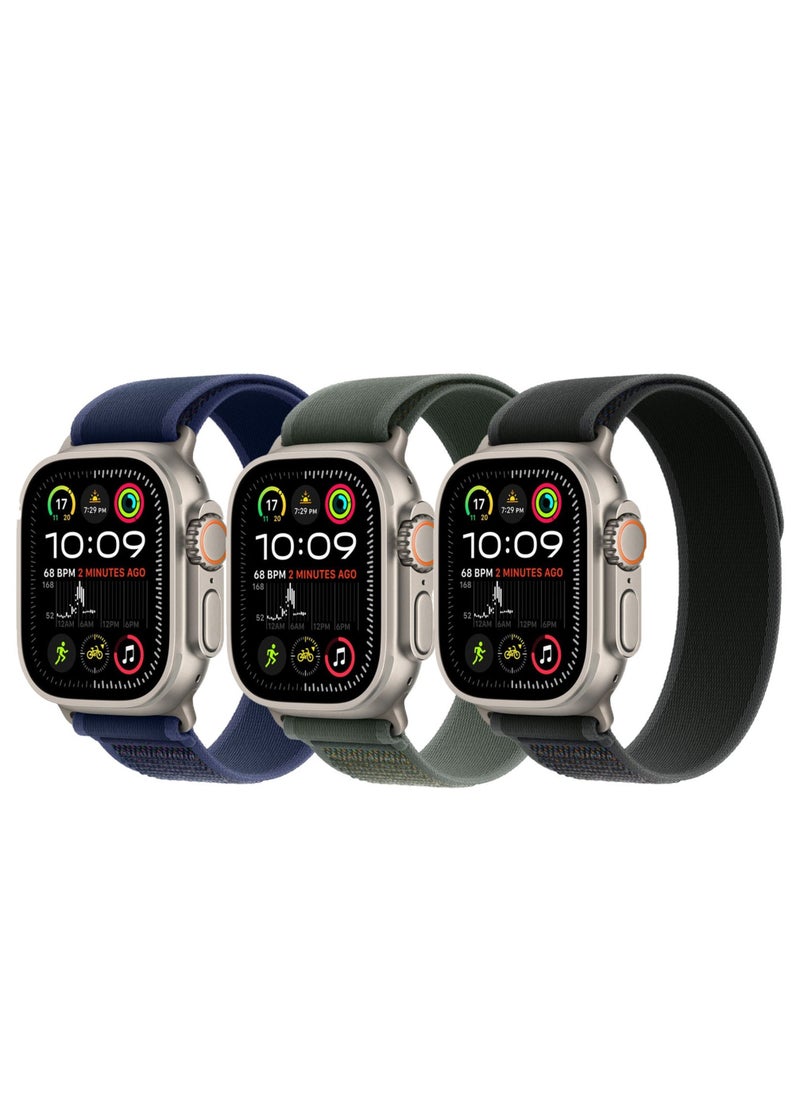 (Pack of 3) Trail Loop Watch Band for Apple Watch Ultra 1/2 49mm 46mm 45mm 44mm 42mm, Nylon Sport Strap Compatible with iwatch Series 10 9 8 7 6 5 4 3 2 1 SE