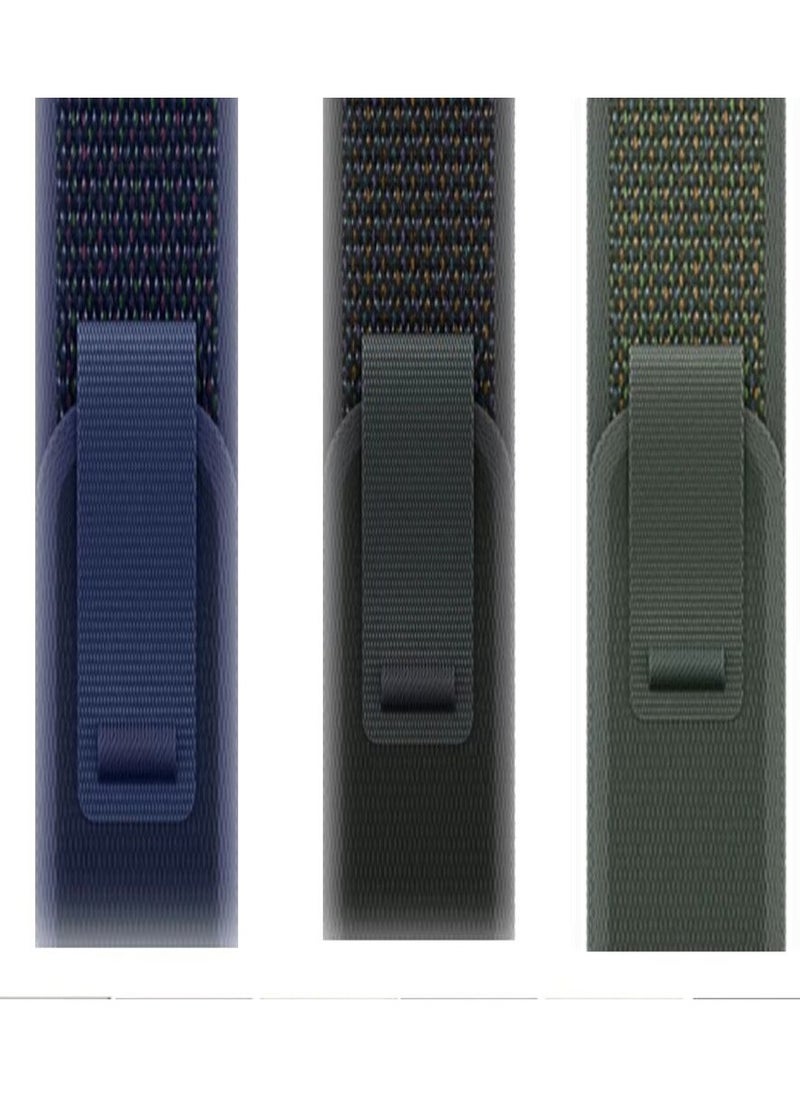 (Pack of 3) Trail Loop Watch Band for Apple Watch Ultra 1/2 49mm 46mm 45mm 44mm 42mm, Nylon Sport Strap Compatible with iwatch Series 10 9 8 7 6 5 4 3 2 1 SE