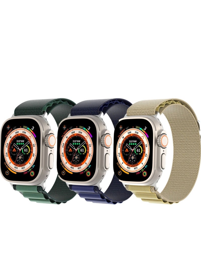 (Pack of 3) Alpine Loop Band for Apple Watch Ultra 1/2 49mm 46mm 45mm 44mm 42mm, Nylon Woven Sport Strap Compatible with iwatch Series 10 9 8 7 6 5 4 3 2 1 SE