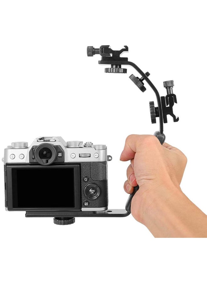 L-Shaped Aluminium Flash Camera Holder Black