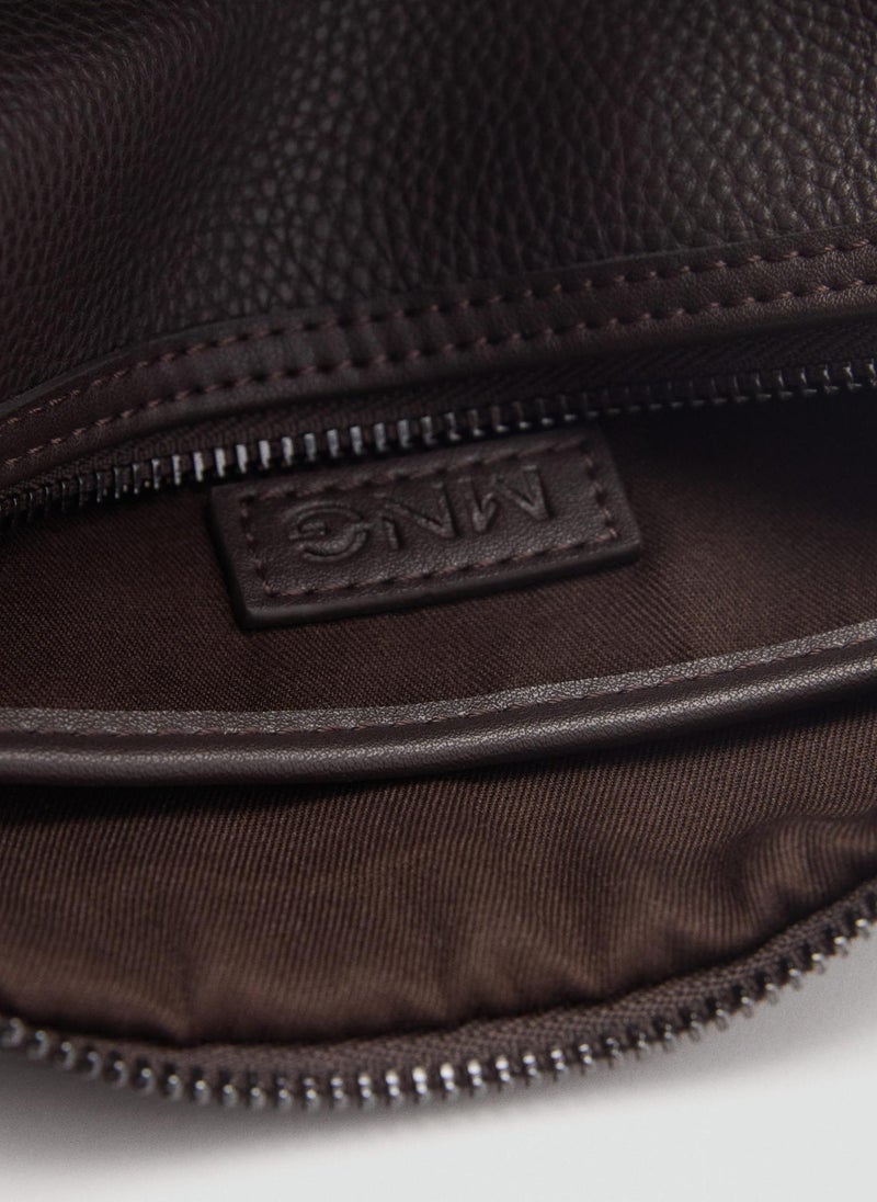 Contrast-Strap Pebbled Cosmetic Bag