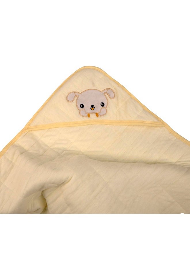 Newborn Baby Blanket With Hood/Infant Ac Blanket/Baby Wrapper/Cotton Baby Blanket For 0-9 Months (95X95Cm) Pack Of 1