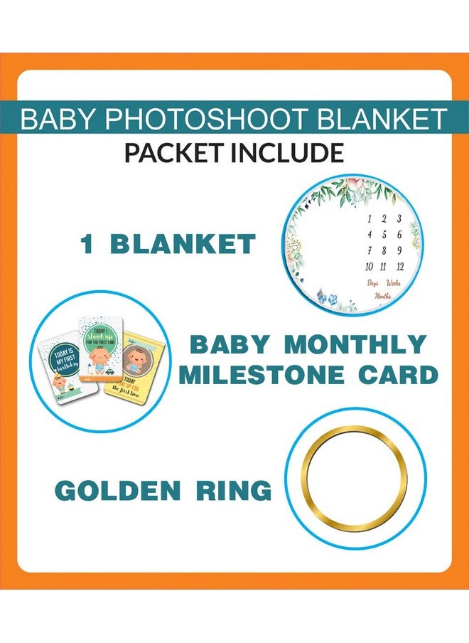 Milestone Blanket And Props For Baby'S |1 To 12 Months Prop |Ac Room Blanket For Summer|Newborn| Infants Winter Blanket | Baby Bedding -90X120 (Geometric, Fleece, White)