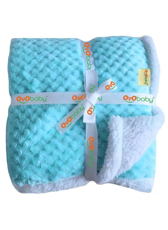 New Born Super Soft Baby Blanket Wrapper Sheet Cum Baby Blanket For Baby Boys, Baby Girls, Babies (100Cm X 80Cm, Blue, Fleece, Lightweight)