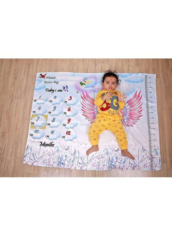Velvet Baby'S Monthly Photoshoot Ac Room Angel Theme Blanket And Props | Multi Use Products (Multicolor, 25.4 X 119.4 X 91.4 Cm)