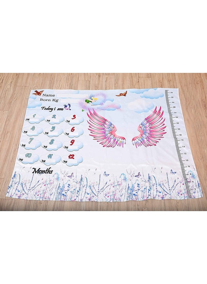 Velvet Baby'S Monthly Photoshoot Ac Room Angel Theme Blanket And Props | Multi Use Products (Multicolor, 25.4 X 119.4 X 91.4 Cm)