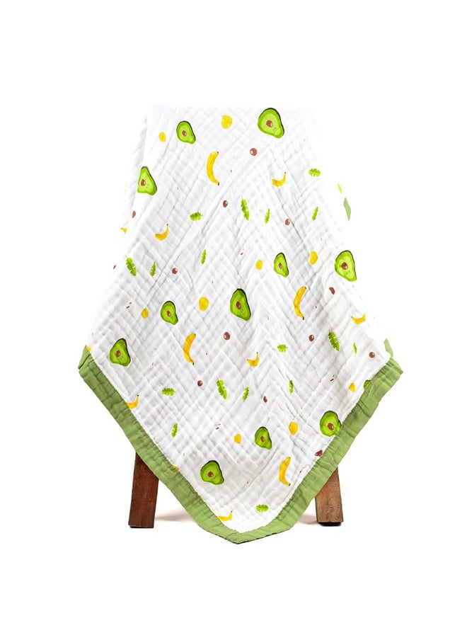 Moms Home Pure Organic Cotton 6 Layer Muslin Blanket For Baby | Ultra-Soft Swaddling Towel For Newborns And Toddlers |100 X100 Cm | 0-3 Years (Avocado)