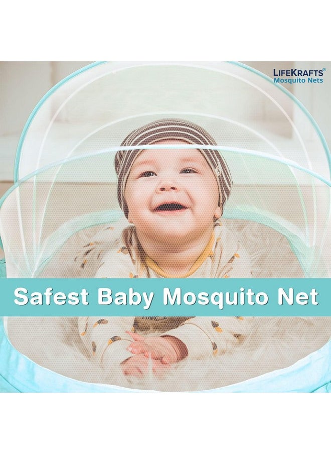 Foldable Baby Mosquito Net, Bottomless Net For Infants, For Safe & Easy Use | Ensures Your Baby'S Safe Sleep 135 X 65 X 65Cms, For Babies & Toddlers (0 To 24 Months) - Ocean Green