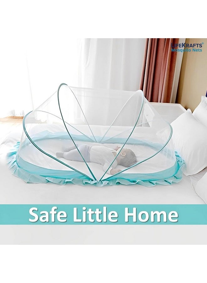 Foldable Baby Mosquito Net, Bottomless Net For Infants, For Safe & Easy Use | Ensures Your Baby'S Safe Sleep 135 X 65 X 65Cms, For Babies & Toddlers (0 To 24 Months) - Ocean Green