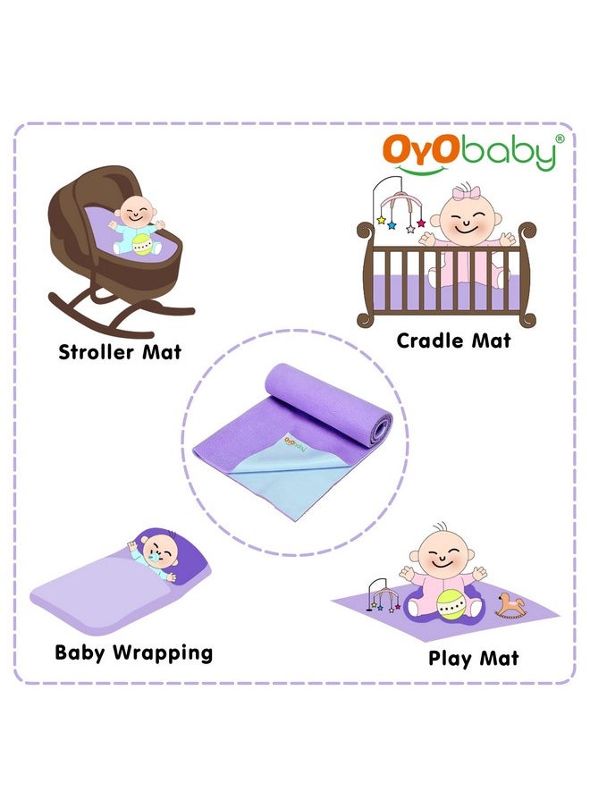 Cotton Waterproof Quick Dry Sheet For Baby| Bed Pad | Baby Bed Protector Sheet For Toddler Children (Large (140Cm X 100Cm, Voilet))