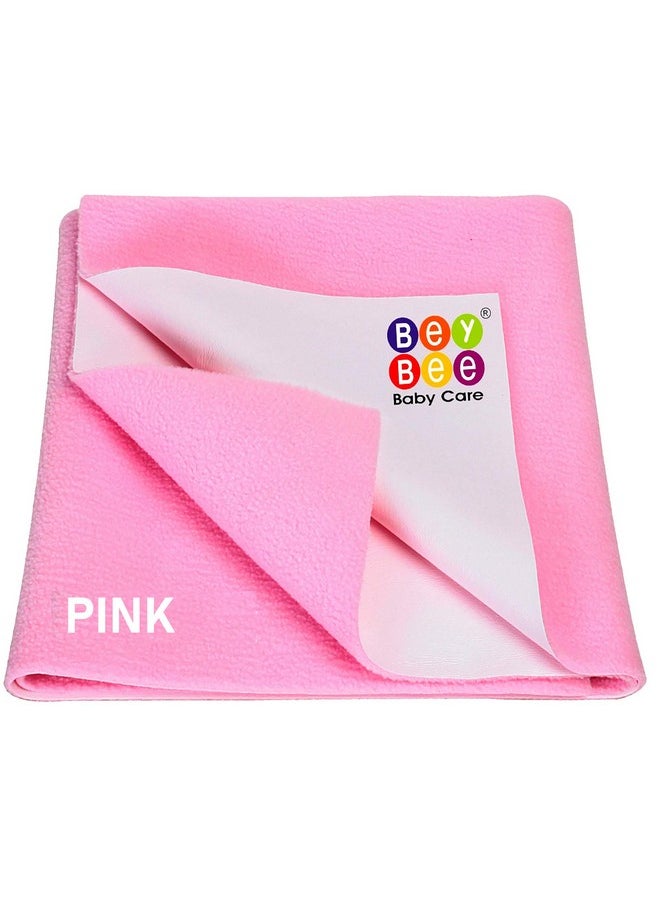 Beybee Waterproof Quick Dry Sheet For Baby| Bed Pad Anti-Piling Fleece Extra Absorbent Washable Matress Protector| Baby Bed Protector Sheet For Toddler Children, Large Size, 140X100Cm, Pink