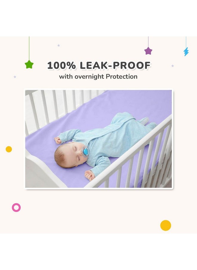 Waterproof Quick Dry Sheet Bliss For Baby | Anti-Piling Fleece Extra Absorbent Instant Dry Sheet For Baby Bed | Baby Cot Protector Sheet|Baby Bed Protector (Size-L,Blue-Purple,Pack Of 2)