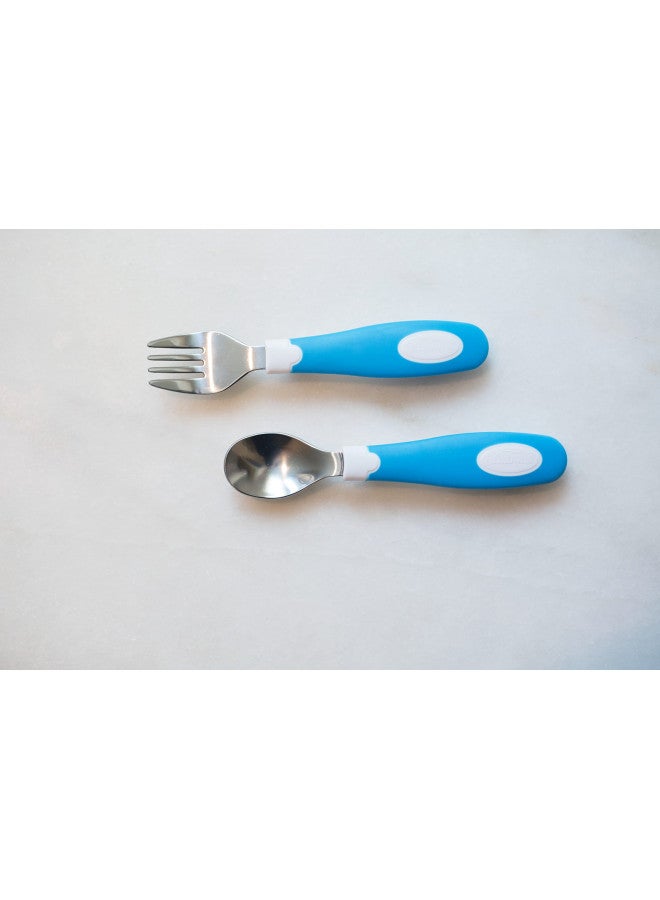 Designed To Nourish Soft-Grip Spoon And Fork Set - Blue/White