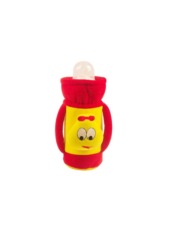 Cute Face Soft Attractive Plush Velvet Milk Feeding Bottle Cover With Handle Twin It Can Hold Upto 240 Ml Feeding Bottle Dimension 16X10X6.5 Cm