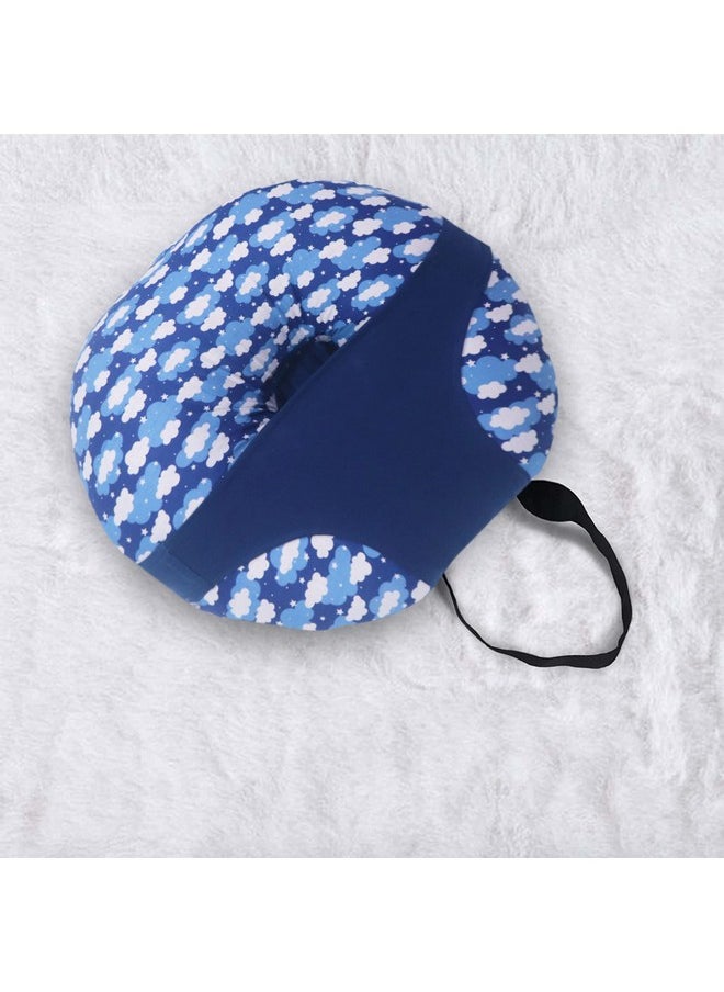 5In1 Baby Feeding Pillow With 100% Cotton Detachable Cover | With Belt And Baby Hoop | Breastfeeding Pillow | Nursing Pillow (Blue Clouds)