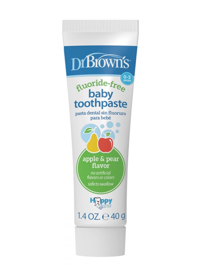 Pack Of 1 Fluoride-Free Baby Toothpaste, Safe To Swallow, Apple Pear, 1.4Oz, 40G, 0-3 Years