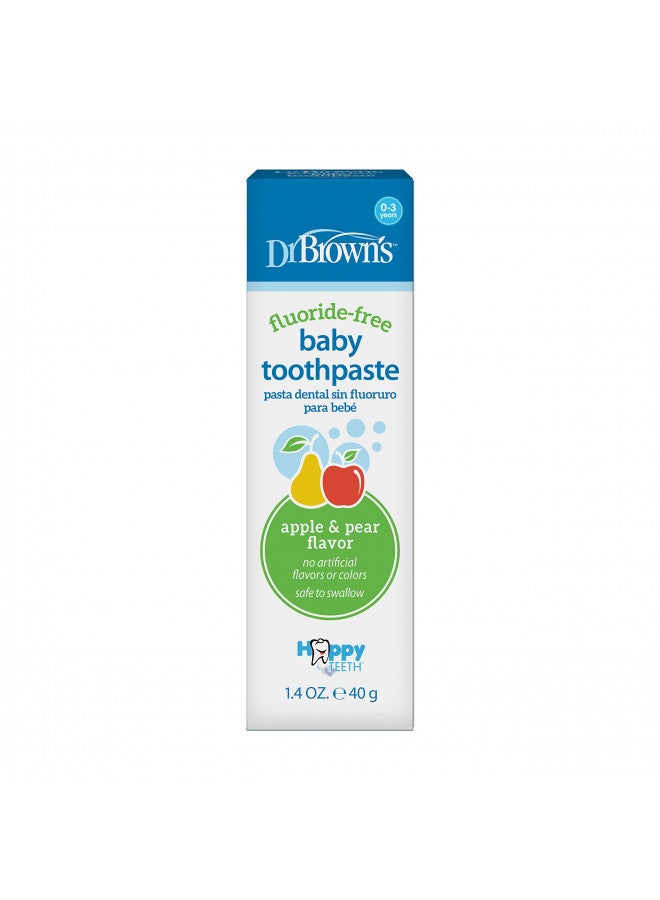 Pack Of 1 Fluoride-Free Baby Toothpaste, Safe To Swallow, Apple Pear, 1.4Oz, 40G, 0-3 Years