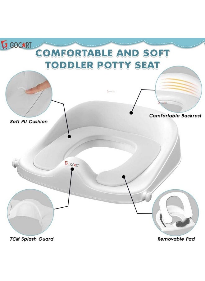 Baby Toilet Seat 2 In 1 With Step Stool, Triangle Stand, Children'S Pu Padded Toilet Seat With Stairs (Sky Blue)