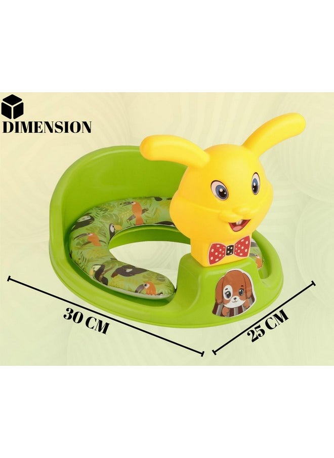 Kids Toilet Trainer Baby Potty Seat With Rabbit Handle And Back Support Toilet Seat For Girls & Boys (Green)