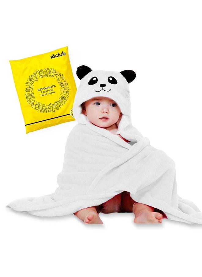 Baby Bath Towel Robe Hooded Blanket Wrapper -White-Panda