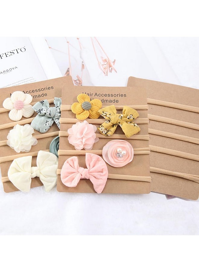 Baby Hair Band 5 Pcs Hairband For Baby Girl Flower Hairband For New Born Baby Girl 0-6 Months (Yellow + Pink)