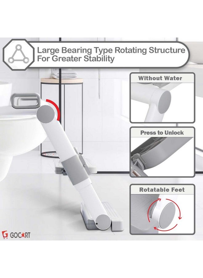 Baby Foldable Potty-Trainer Seat For Toilet Potty Stand With Ladder Step Up Training Stool With Non-Slip Steps Ladder Adjustable Foldable For Boys Girls Toddlers Kids (Grey)