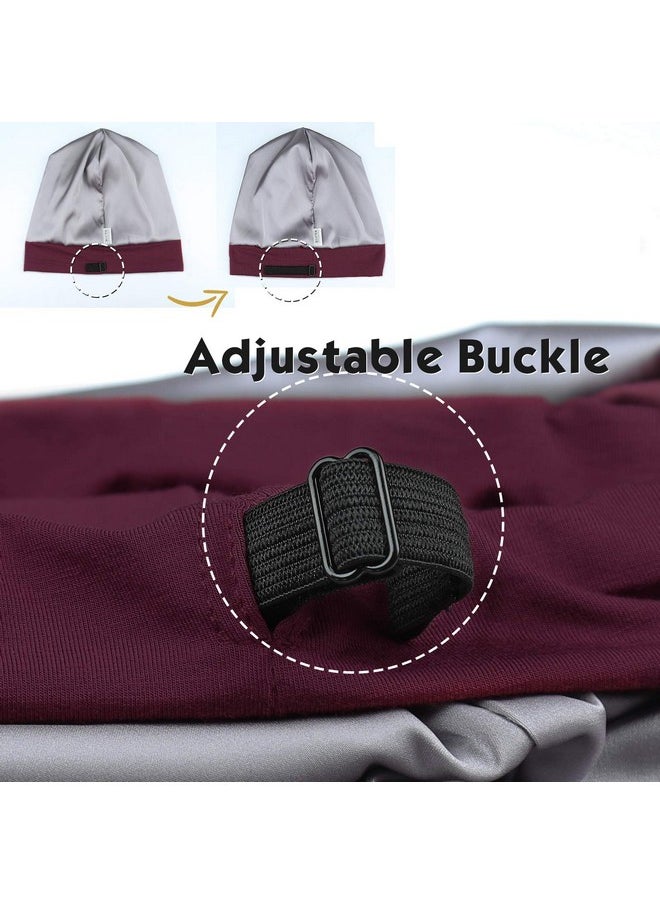 Sleep Cap For Women Silk Satin Lined Dark Burgundy