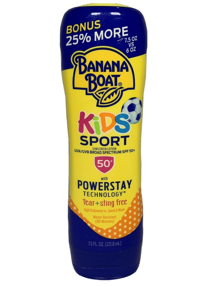 Banana Boat Kids Sport Tear-Free, Sting-Free Broad Spectrum Sunscreen Lotion, SPF 50+ - 7.5 Ounce