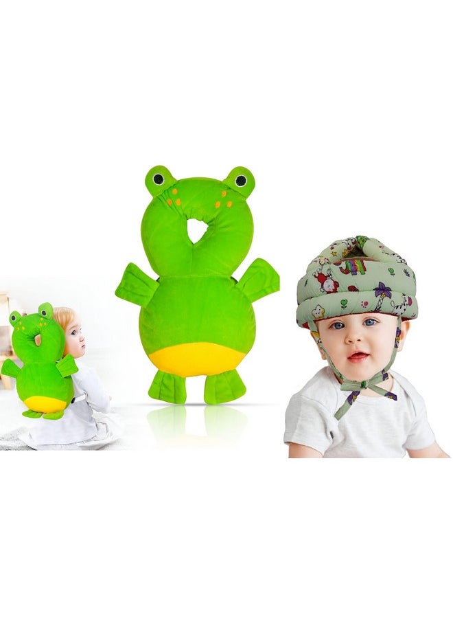 Baby Safety Helmet Infant Toddler Helmet,No Bump Safety Head Cushion Bumper Bonnet Adjustable Protective Cap Child Safety Hat Running Walking (Combo-Frog-Jungle-Green Helmet)