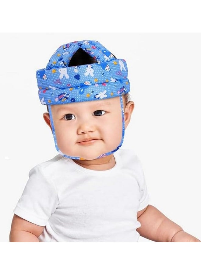 Baby Safety Helmet Infant Toddler Helmet,No Bump Safety Head Cushion Bumper Bonnet Adjustable Protective Cap Child Safety Hat Running Walking (Combo-Dot-Helmet-&-Bag-Support-Blue)