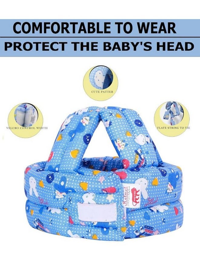 Baby Safety Helmet Infant Toddler Helmet,No Bump Safety Head Cushion Bumper Bonnet Adjustable Protective Cap Child Safety Hat Running Walking (Combo-Dot-Helmet-&-Bag-Support-Blue)