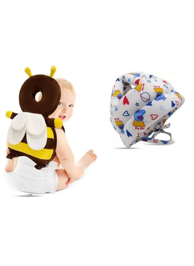 Baby Safety Helmet Infant Toddler Helmet,No Bump Safety Head Cushion Bumper Bonnet Adjustable Protective Cap Child Safety Hat Running Walking (Combo-Peppa-Helmet_Honey-Bee)