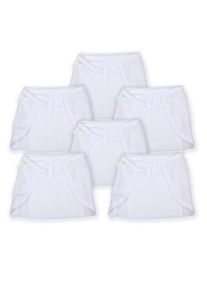 Washable And 100% Cotton Nappies (White, New Born)